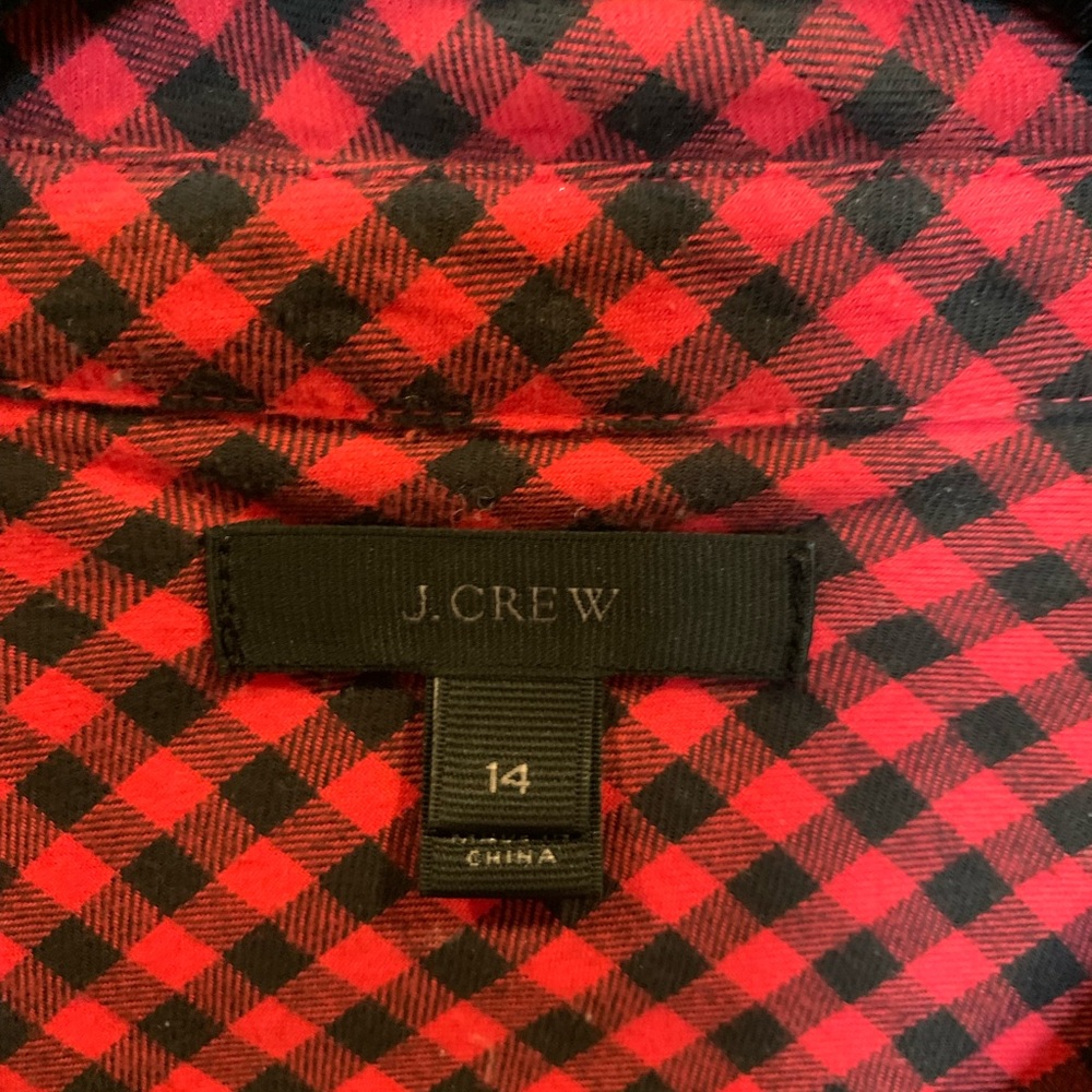 J.Crew Checked Flannel Button Down Size 14 - image 3